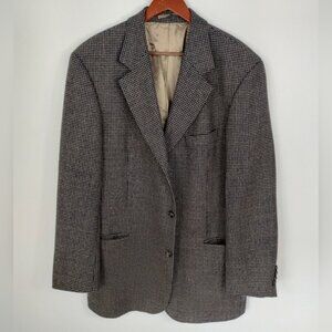 HUGO BOSS Blazer Mens Size 40L Black Brown Einstein Wool Sport Coat Houndstooth